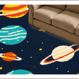 Ultra Soft Area Rug, Non Slip, Stain Resistant, Washable Area Rugs for Living Room, Bedroom, Outer Space Themed Kids(Blue)