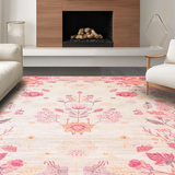 Ultra Soft Area Rug, Non Slip, Stain Resistant, Washable Area Rugs for Living Room, Bedroom, Pastel Toned Whimsical Print(Pink)