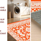 Ultra Soft Area Rug, Non Slip, Stain Resistant, Washable Area Rugs for Living Room, Bedroom, Elegant Textured Diamond Composition(Orange)