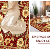 Ultra Soft Area Rug, Non Slip, Stain Resistant, Washable Area Rugs for Living Room, Bedroom, Warm Red Floral Harmony Style(Red)