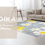 Ultra Soft Area Rug, Non Slip, Stain Resistant, Washable Area Rugs for Living Room, Bedroom, Modern Whimsical Petal Design(Gray)