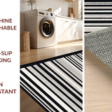 Ultra Soft Area Rug, Non Slip, Stain Resistant, Washable Area Rugs for Living Room, Bedroom, Graphic Linear Bar Rug With Striking Black And White Band Contrast(Gray)