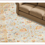 Ultra Soft Area Rug, Non Slip, Stain Resistant, Washable Area Rugs for Living Room, Bedroom, Chic Neutral Toned Medallion(Blue)