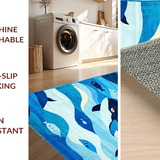 Ultra Soft Area Rug, Non Slip, Stain Resistant, Washable Area Rugs for Living Room, Bedroom, Kid-Friendly Fun Animal Imagery(Blue)