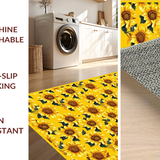 Ultra Soft Area Rug, Non Slip, Stain Resistant, Washable Area Rugs for Living Room, Bedroom, Rustic Vibrant Sunflower Illustration(Yellow)