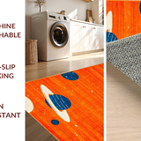 Ultra Soft Area Rug, Non Slip, Stain Resistant, Washable Area Rugs for Living Room, Bedroom, Vibrant Cosmic Educational Cushion(Orange)