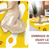 Ultra Soft Area Rug, Non Slip, Stain Resistant, Washable Area Rugs for Living Room, Bedroom, Whimsical Fried Egg Design(Yellow)
