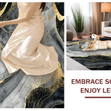 Ultra Soft Area Rug, Non Slip, Stain Resistant, Washable Area Rugs for Living Room, Bedroom, Sleek Abstract Grey Marble Aesthetic(Black)