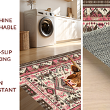 Ultra Soft Area Rug, Non Slip, Stain Resistant, Washable Area Rugs for Living Room, Bedroom, Rustic Floral Highland Cow Design(Brown)