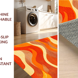 Ultra Soft Area Rug, Non Slip, Stain Resistant, Washable Area Rugs for Living Room, Bedroom, Bold Orange Brown Geometric Theme(Orange)