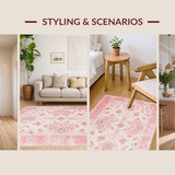 Ultra Soft Area Rug, Non Slip, Stain Resistant, Washable Area Rugs for Living Room, Bedroom, Trendy Rustic Blush Aesthetic(Pink)