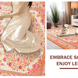Ultra Soft Area Rug, Non Slip, Stain Resistant, Washable Area Rugs for Living Room, Bedroom, Vibrant Floral Tree Motif(White)