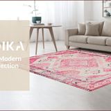 Ultra Soft Area Rug, Non Slip, Stain Resistant, Washable Area Rugs for Living Room, Bedroom, Modern Boho Abstract Patterns(Pink)