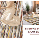 Ultra Soft Area Rug, Non Slip, Stain Resistant, Washable Area Rugs for Living Room, Bedroom, Chic Earthy Textured Stripe Design(Yellow)