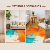 Ultra Soft Area Rug, Non Slip, Stain Resistant, Washable Area Rugs for Living Room, Bedroom, Chic Abstract Paint Splatter Style(Orange)