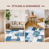 Ultra Soft Area Rug, Non Slip, Stain Resistant, Washable Area Rugs for Living Room, Bedroom, Chic Abstract Soft Surface Design(Blue)