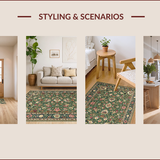 Ultra Soft Area Rug, Non Slip, Stain Resistant, Washable Area Rugs for Living Room, Bedroom, Elegant Transitional Tiled Design(Green)