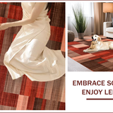 Ultra Soft Area Rug, Non Slip, Stain Resistant, Washable Area Rugs for Living Room, Bedroom, Rustic Multi-Hued Geometric Design(Red)
