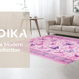 Ultra Soft Area Rug, Non Slip, Stain Resistant, Washable Area Rugs for Living Room, Bedroom, Charming Pastel Butterfly Fantasy(Pink)