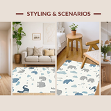 Ultra Soft Area Rug, Non Slip, Stain Resistant, Washable Area Rugs for Living Room, Bedroom, Contemporary Whimsical Animal Art(White)