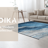 Ultra Soft Area Rug, Non Slip, Stain Resistant, Washable Area Rugs for Living Room, Bedroom, Vibrant Artistic Wave Pattern(Blue)