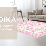 Ultra Soft Area Rug, Non Slip, Stain Resistant, Washable Area Rugs for Living Room, Bedroom, Whimsical Pink Oceanic Pattern(White)