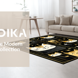 Ultra Soft Area Rug, Non Slip, Stain Resistant, Washable Area Rugs for Living Room, Bedroom, Stylish Cat Face Decorative Element(Black)