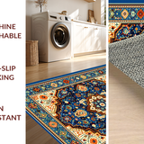 Ultra Soft Area Rug, Non Slip, Stain Resistant, Washable Area Rugs for Living Room, Bedroom, Rustic Vibrant Patterned Tapestry(Blue)
