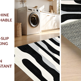 Ultra Soft Area Rug, Non Slip, Stain Resistant, Washable Area Rugs for Living Room, Bedroom, Elegant Black and White Striped Outdoor Rug for Contemporary Decor(Black)