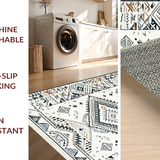 Ultra Soft Area Rug, Non Slip, Stain Resistant, Washable Area Rugs for Living Room, Bedroom, Trendy Subtle Medallion Arrangement(White)