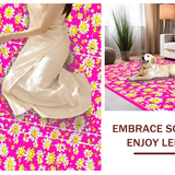 Ultra Soft Area Rug, Non Slip, Stain Resistant, Washable Area Rugs for Living Room, Bedroom, Cheerful Garden-Inspired Decor(Pink)