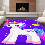 Ultra Soft Area Rug, Non Slip, Stain Resistant, Washable Area Rugs for Living Room, Bedroom, Playful Kawaii Rainbow Dreamscape(Purple)