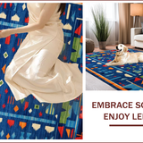 Ultra Soft Area Rug, Non Slip, Stain Resistant, Washable Area Rugs for Living Room, Bedroom, Eclectic Colorful Geometric Arrangement(Blue)