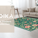 Ultra Soft Area Rug, Non Slip, Stain Resistant, Washable Area Rugs for Living Room, Bedroom, Serene Retro Trellis Motif(Green)