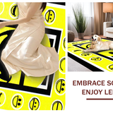Ultra Soft Area Rug, Non Slip, Stain Resistant, Washable Area Rugs for Living Room, Bedroom, Modern Psychedelic Round Shape(Yellow)