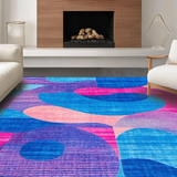 Ultra Soft Area Rug, Non Slip, Stain Resistant, Washable Area Rugs for Living Room, Bedroom, Bold Striking Swirl Pattern(Blue)