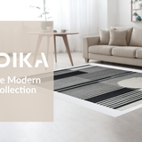 Ultra Soft Area Rug, Non Slip, Stain Resistant, Washable Area Rugs for Living Room, Bedroom, Contemporary Dual-Tone Linear Rug with Minimalist Graphic Design(Black)