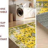 Ultra Soft Area Rug, Non Slip, Stain Resistant, Washable Area Rugs for Living Room, Bedroom, Bold Elegant Diamond Design(Yellow)