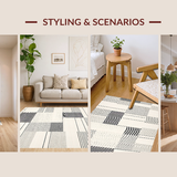 Ultra Soft Area Rug, Non Slip, Stain Resistant, Washable Area Rugs for Living Room, Bedroom, Contemporary Cream Geometric Statement(Beige)