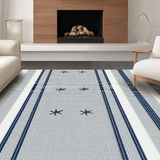 Ultra Soft Area Rug, Non Slip, Stain Resistant, Washable Area Rugs for Living Room, Bedroom, Nautical Blue Striped Elegance(Gray)