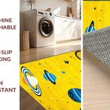 Ultra Soft Area Rug, Non Slip, Stain Resistant, Washable Area Rugs for Living Room, Bedroom, Orbiting Brightly Colored Elements(Yellow)