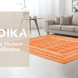 Ultra Soft Area Rug, Non Slip, Stain Resistant, Washable Area Rugs for Living Room, Bedroom, Colorful Modern Symmetrical Elements(Orange)