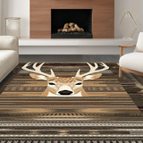 Ultra Soft Area Rug, Non Slip, Stain Resistant, Washable Area Rugs for Living Room, Bedroom, Modern Rustic Wildlife Themed Decor(Brown)