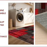 Ultra Soft Area Rug, Non Slip, Stain Resistant, Washable Area Rugs for Living Room, Bedroom, Vibrant Rustic Patchwork Aesthetic(Red)