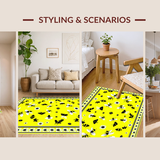 Ultra Soft Area Rug, Non Slip, Stain Resistant, Washable Area Rugs for Living Room, Bedroom, Elegant Yellow and Black Floral(Yellow)