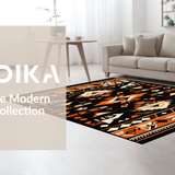 Ultra Soft Area Rug, Non Slip, Stain Resistant, Washable Area Rugs for Living Room, Bedroom, Elegant Distressed Linear Arrangement(Orange)