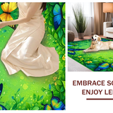 Ultra Soft Area Rug, Non Slip, Stain Resistant, Washable Area Rugs for Living Room, Bedroom, Whimsical Green Insect Patterned Piece(Green)