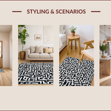 Ultra Soft Area Rug, Non Slip, Stain Resistant, Washable Area Rugs for Living Room, Bedroom, Stylish Black and White Chevron Design(Black)