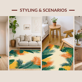 Ultra Soft Area Rug, Non Slip, Stain Resistant, Washable Area Rugs for Living Room, Bedroom, Sophisticated Tropical Print Style(Yellow)