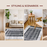 Ultra Soft Area Rug, Non Slip, Stain Resistant, Washable Area Rugs for Living Room, Bedroom, Striking Black White Doormat: Geometric Farmhouse Welcome Rug(Gray)